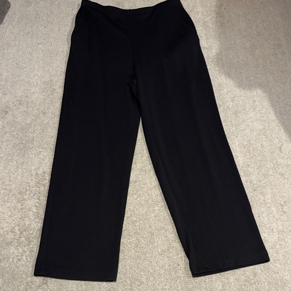 Garnet Hill 100% wool wide leg black trousers 14